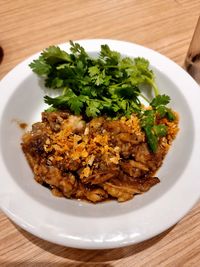 High angle view of meal served in plate