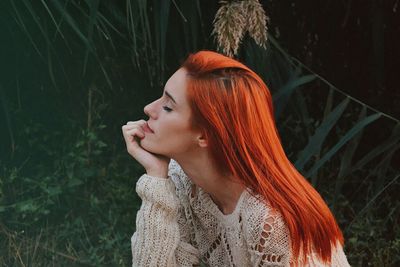 Young woman looking away