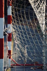Old abandoned goal sport equipment, street soccer in bilbao city spain