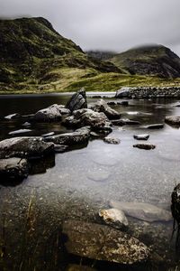 Scenic view of lake against sky