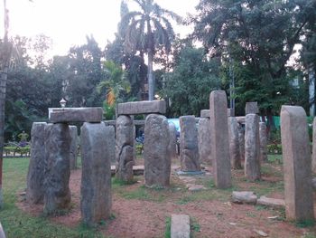 Low angle view of cemetery