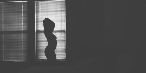 View of curtains in the dark