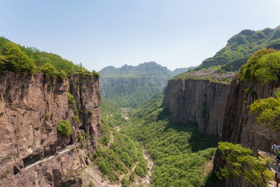 Scenic view of mountains against clear sky