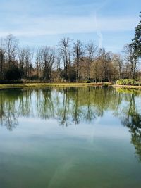 Scenic view of lake against sky