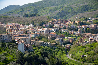 High angle view of townscape