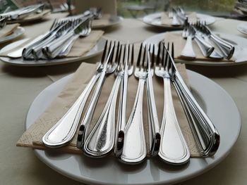 High angle view of eyeglasses on table