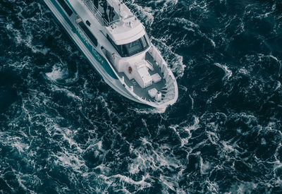 High angle view of boat in sea