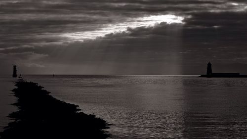 Scenic view of sea against cloudy sky