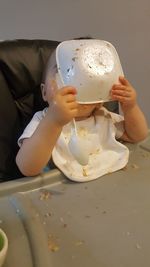 Child having lunch at home