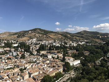 High angle view of townscape against sky