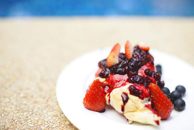 Close-up of dessert in plate on table