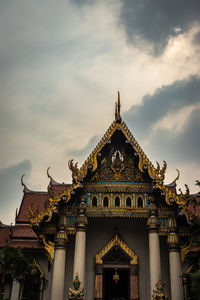 Low angle view of temple building against sky