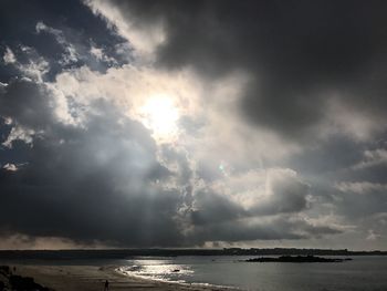 Scenic view of sea against dramatic sky