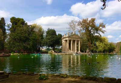 Temple of aesculapius and lake at villa borghese