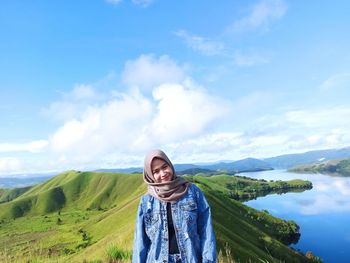 Beautiful girl on the hill