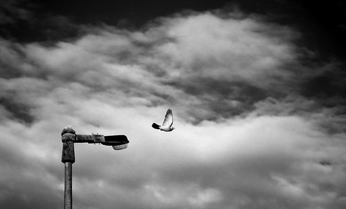 Low angle view of street light against sky