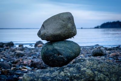 Close-up of stones on beach