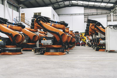 Manufacturing machines in warehouse at factory