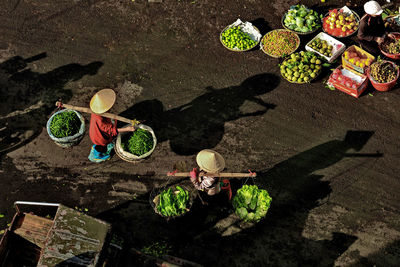 Street vendors photographed at da lat market, vietnam.