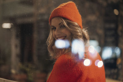 Portrait of young woman in winter