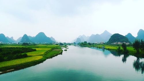 Scenic view of lake against sky