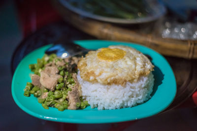 Close-up of meal served in plate