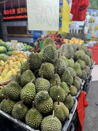 High angle view of vegetables for sale at market stall