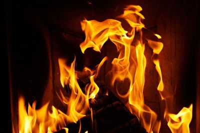 Close-up of fire pit at night