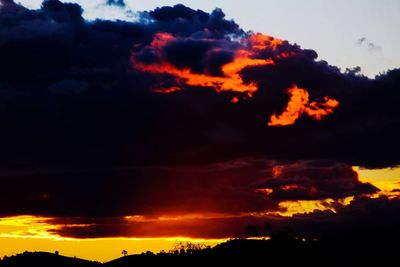 Low angle view of cloudy sky at sunset