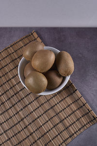 High angle view of bread in container on table