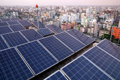 High angle view of buildings in city