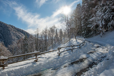 Snow covered mountain against sky
