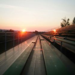 Railroad track at sunset