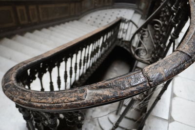 High angle view of spiral staircase