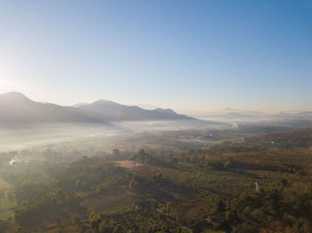 Scenic view of landscape against clear sky