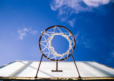 Low angle view of basketball hoop against sky