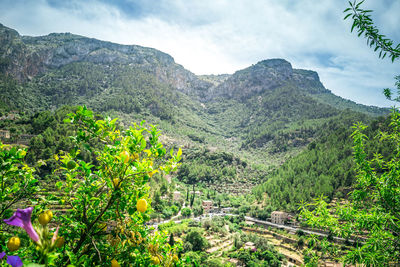 Scenic view of mountains against sky