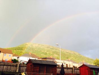 Scenic view of rainbow over mountains