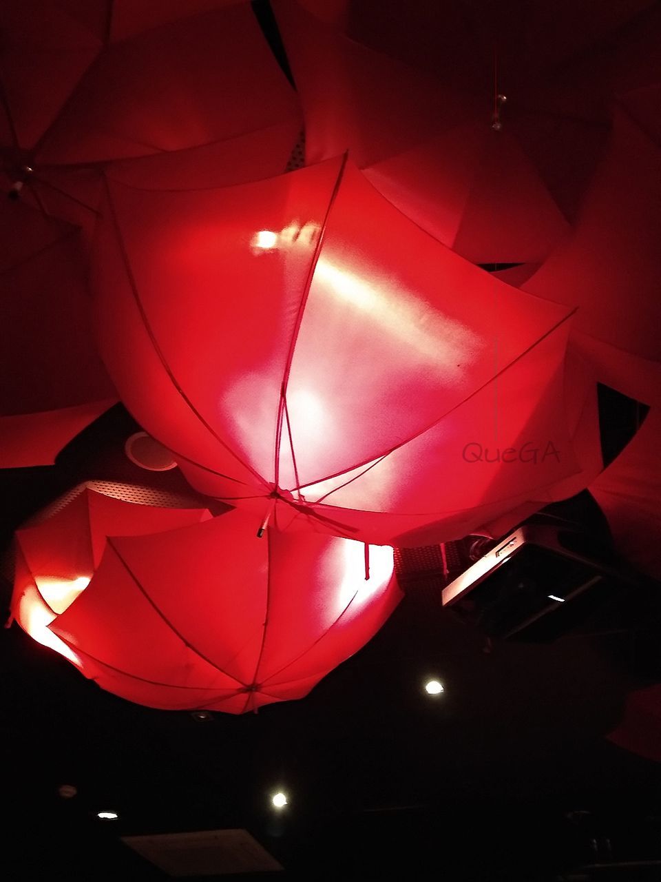 illuminated, red, air vehicle, lighting equipment, low angle view, no people, hanging, night, indoors, lantern, balloon, light, nature, transportation, close-up, ceiling, decoration, airplane, paper lantern