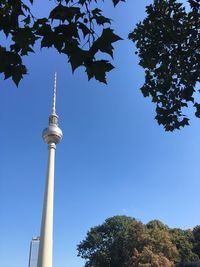 Low angle view of communications tower