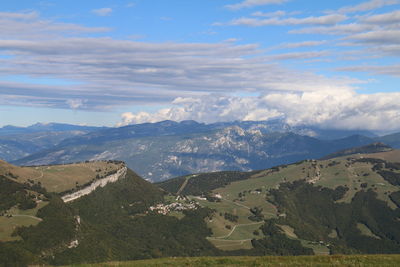 Scenic view of mountains against sky