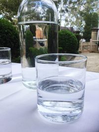 Close-up of water in glass on table