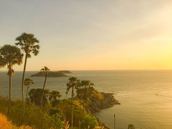 Scenic view of sea against sky during sunset