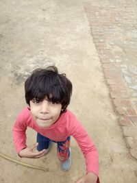 High angle portrait of boy