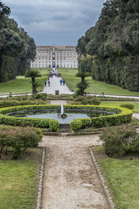 The beautiful garden of the reggia of caserta with many fountains