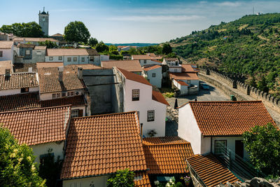 High angle view of townscape against sky