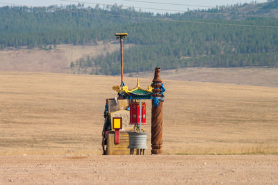 Buryad mongolian sacred place on the road buddhism totem