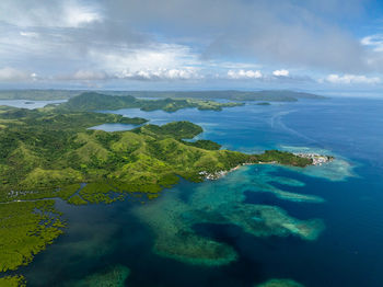 High angle view of sea against sky