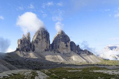 Panoramic view of rocky mountains against sky