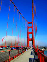 Suspension bridge against clear sky